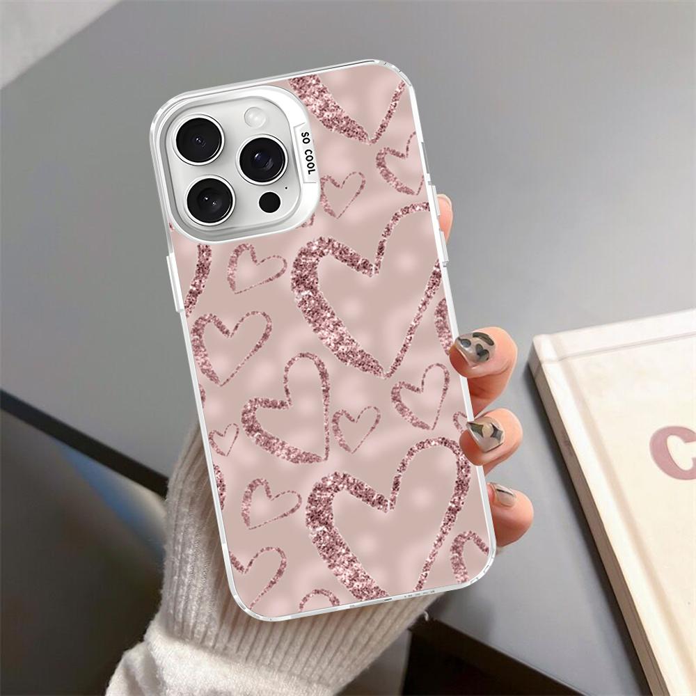 Любовь Розовое Золото Стиль Чехол Для Телефона Для iPhone 16 15 14 13 12 11 Pro Max X XR XSMAX Матовый Ударопрочный Задний Чехол
