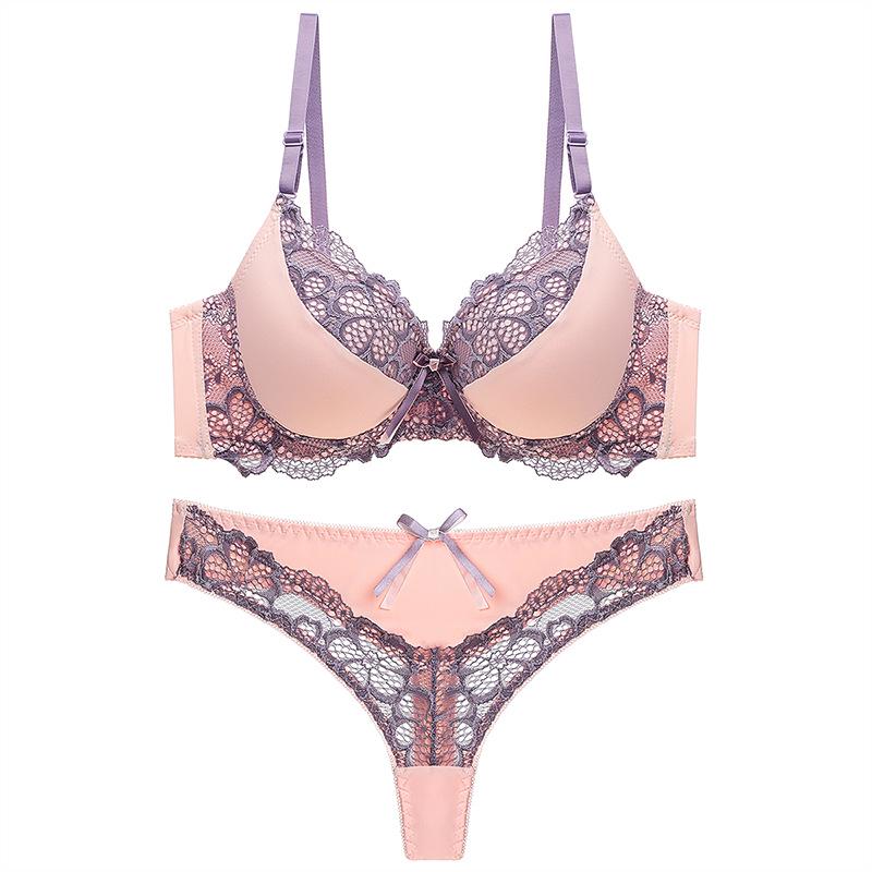 European and American Style Women's Sexy Lace Underwear Set Push Up Bra and Panty Set Fashionable Shaping Lingerie Set