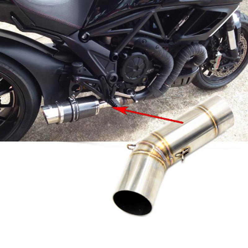 For DUCATI Diavel 60mm 51mm 1200 Motorcycle Exhaust Escape Moto Tube Muffler Connection Elbow Middle Link Pipe Pit Bike