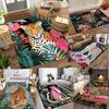 Jungle Pink Leopard & Floral Design Carpet Print Modern Stylish Room Floor Rug Doormat Bedroom Entryway for Living Office Decor