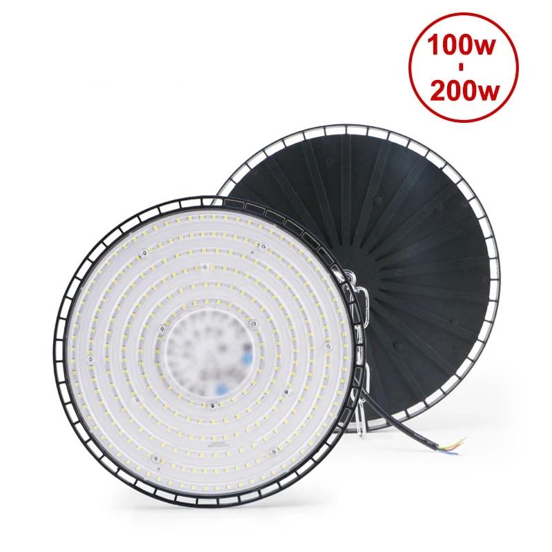 Новейшие 100/150/200 Вт 220 В High Bay Lights UFO LED Теплые/белые огни Складские гаражные огни Суперяркое промышленное освещение Популярный