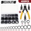 455pcs C Type Internal Circlip Retaining Clip Assortment Kit Set Retaining Clip Snap for Bearing Shaft Circlip Pliers Hand Tools