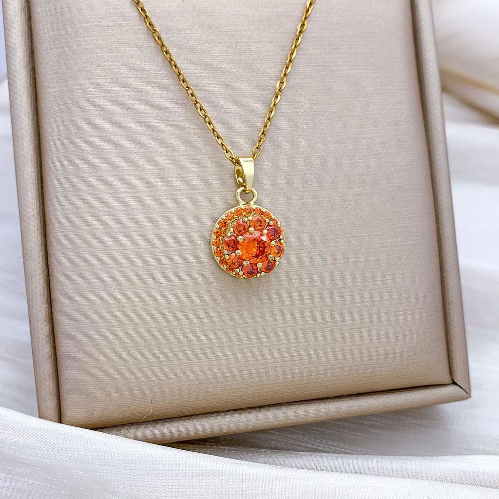 Necklace Color Round Rotatable Necklace Accessories Women's Niche Design Sense Versatile Non-Fading Titanium Steel Accessories