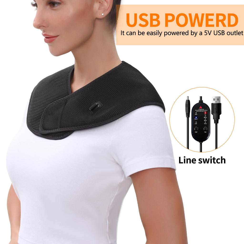 Electric Heated Shawl Scarf 3 Constant Temp Modes Shoulder Neck Back Muscle Relaxation Winter Warmth Home Office Essential