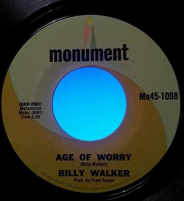 7-дюймовая пластинка БИЛЛИ УОКЕР - Эпоха беспокойства / Это желание MN451098 Monument 1968 США Фолк Б/У