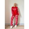 Красный женский плюшевый пижамный комплект с рисунком Hoho