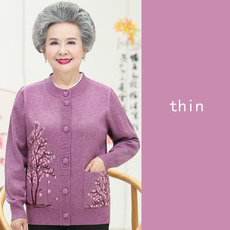 Весенне-осенний женский модный свитер на пуговицах с ботаническим принтом и вышивкой для людей среднего и старшего возраста