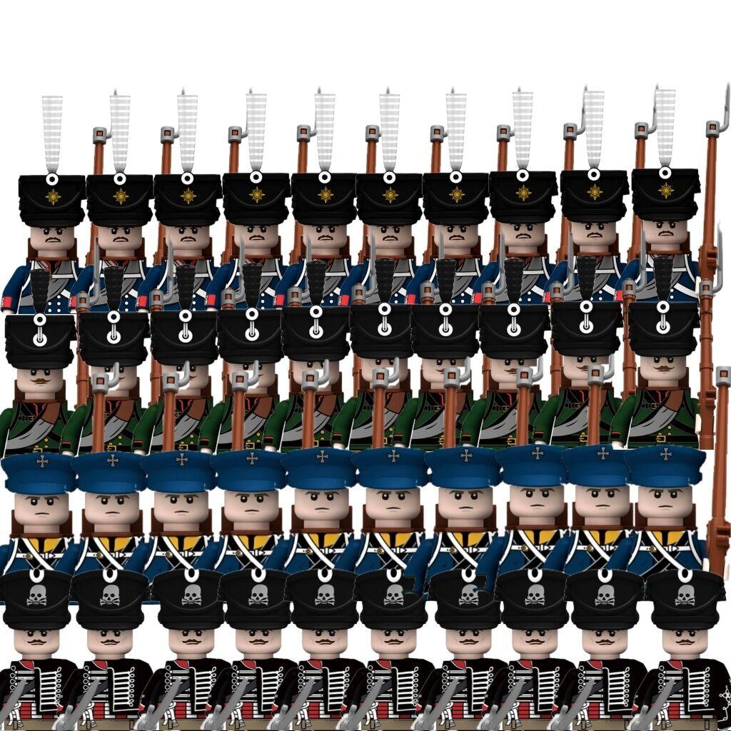 Новые Наполеоновские войны Средневековые военные строительные блоки MOC Прусские солдаты Фигурки Оружие Пистолет Сборные кирпичики Детские игрушки