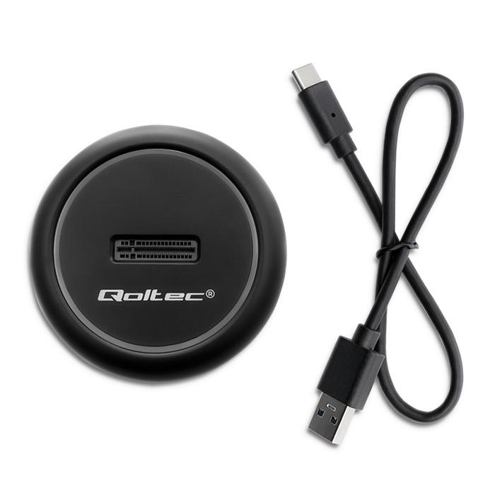 Qoltec Case | .2 SSD drive bay | SATA | NVMe | USB-C | DUAL 2 x 2TB