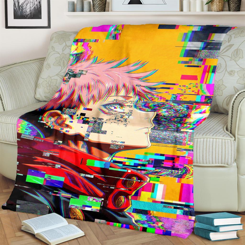 Jujutsu Kaisen Warm Comfortable Print Blanket Flannel for Bedrooms, Sofas, Beds, Chairs, Picnics, Travel