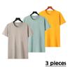 Zirunking 2023 Summer New 100% Cotton 3PCS Solid T Shirt Unisex Causal O-neck Basic T-shirt Male/Female High Quality Classical Tops HUIPA1-3PCS