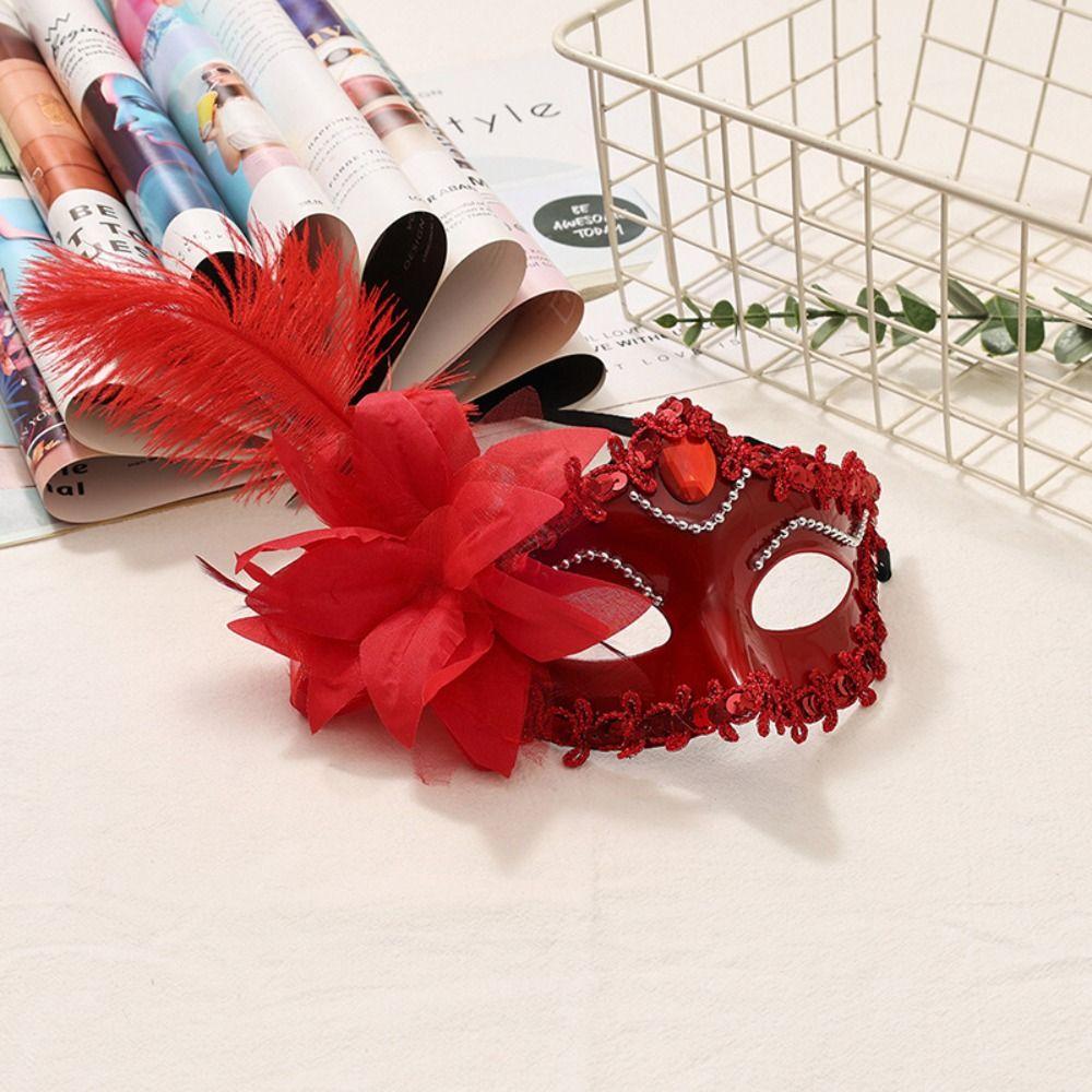 Flower Half-Face Mask Multicolor Masquerade Ball Mask Novelty Feather Mask Costume Party