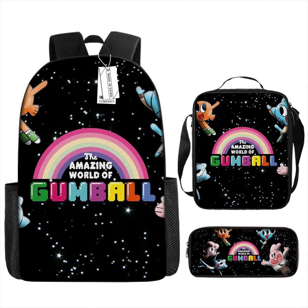 New Gumball World Cartoon Backpack Student Bookbag 3D Digital Print Large Capacity School Bag Kids Boys Girls Backpack