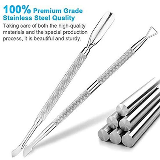 2Pcs Professional Triangle Dead Skin Remover Cuticle Pusher Nail Peeler Scraper