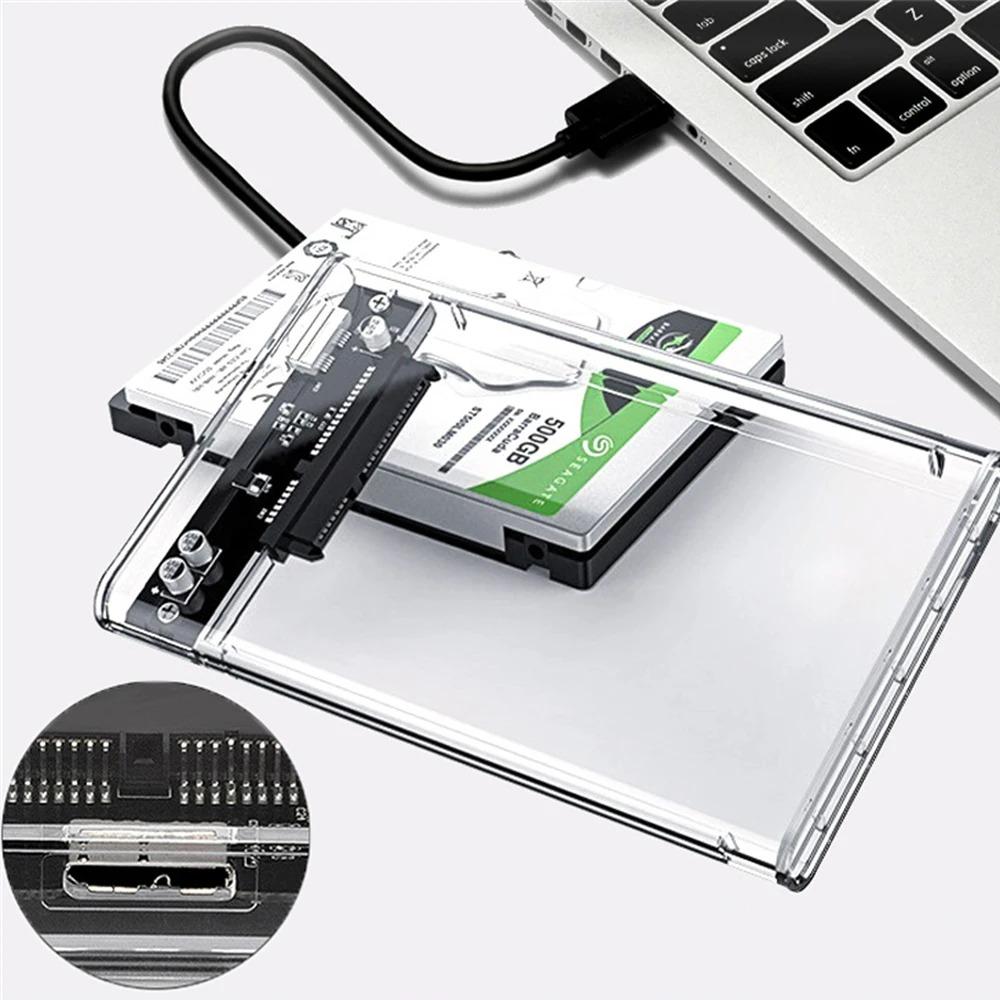 2,5-дюймовый прозрачный чехол для жесткого диска Caddy Box SSD SATA к адаптеру USB 3,0 Чехол для внешнего жесткого диска Высокоскоростной корпус для жесткого диска для ноутбука