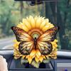 New Acrylic Sunflower Butterfly Hanging Ornament Perfect For Car Interior Decoration