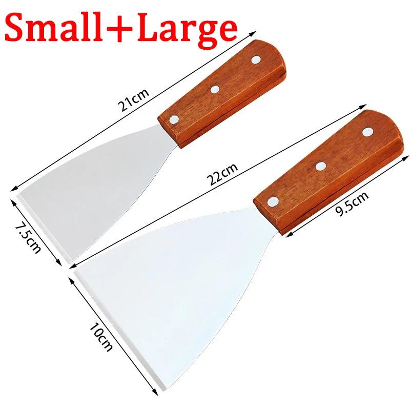 Лопатка для блинов из нержавеющей стали, совок с деревянной ручкой, столовые приборы, кухонные принадлежности, инструменты для выпечки, кондитерские изделия, кухонные принадлежности