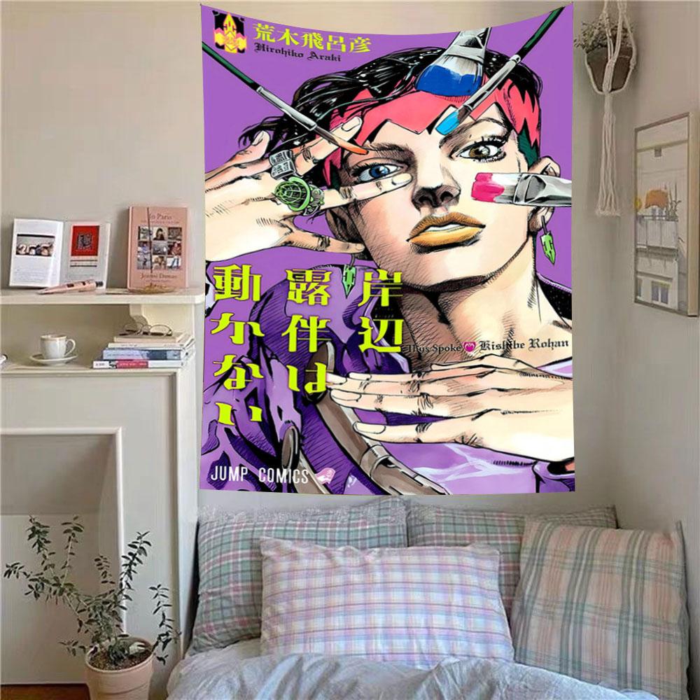 Постер Jump Shonen Популярное аниме Печатный гобелен Винтажный стиль Jojo Настенное панно Спальня Комната Эстетичная фоновая ткань