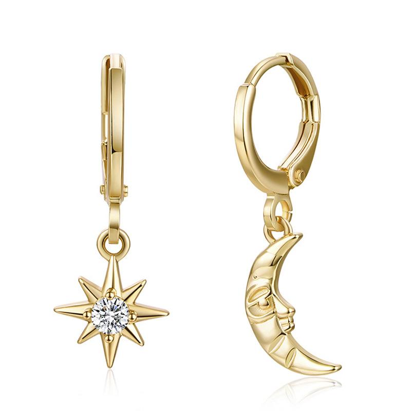 Серьги Ins Wind Personality Star Moon, модные женские серьги, круглые серьги с подвеской