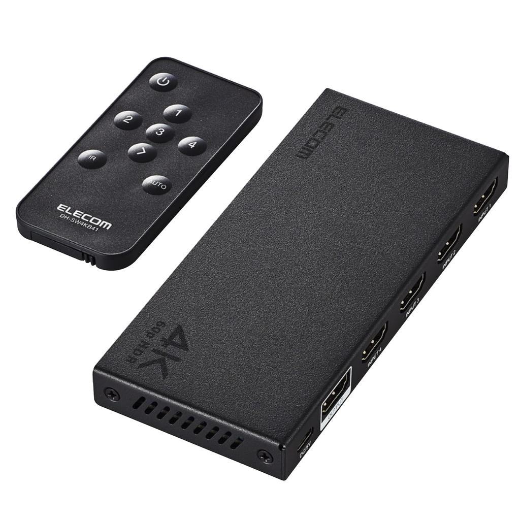 ELECOM HDMI Switcher 4K 60Hz 4 Inputs 1 Output with Remote Control Switching TV Stick and Others [Auto/manual Available] PS5/4/Nintendo Switch/Fire