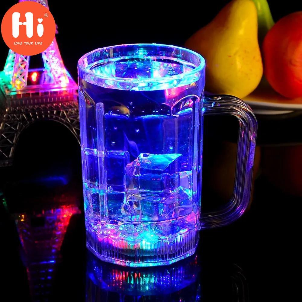 Светящаяся красочная чашка Hi Water, меняющая цвет с ручкой, чашка для вертолета, светящаяся чашка для бара, пивная кружка, ослепительная 450 мл