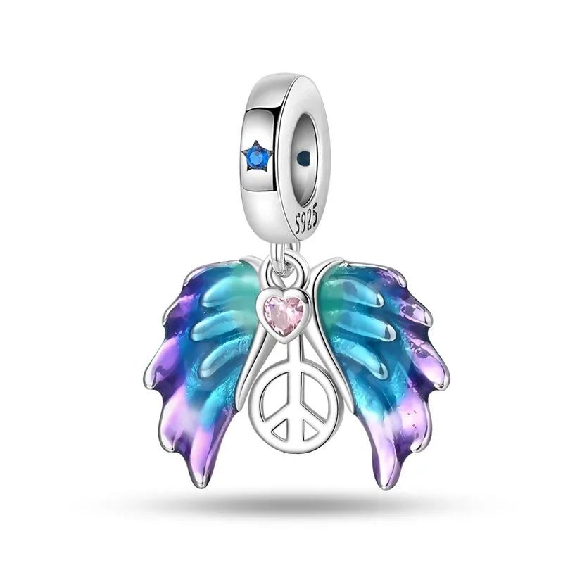 Charms Exquisite 925 Silver Butterfly Pendant Dragonfly Flowers Bead for Women Necklace DIY Bracelet Fine Jewellery Gift