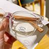 Fashion Anti Blue Light Glasses Women Retro Wood Grain Leg Glasses Transparent Square Glasses Frame Flat Computer Goggles