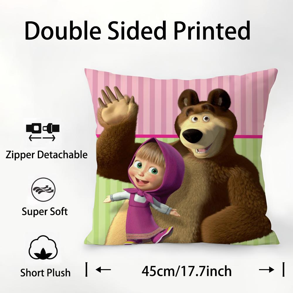 Наволочка М-Маша и Б-Медведи Плюшевая ткань Мягкая Двусторонняя печать Чехол для подушки на диван Наволочки для декоративных подушек