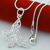 Посеребренное полое ожерелье-цепочка с бабочкой в корейском стиле