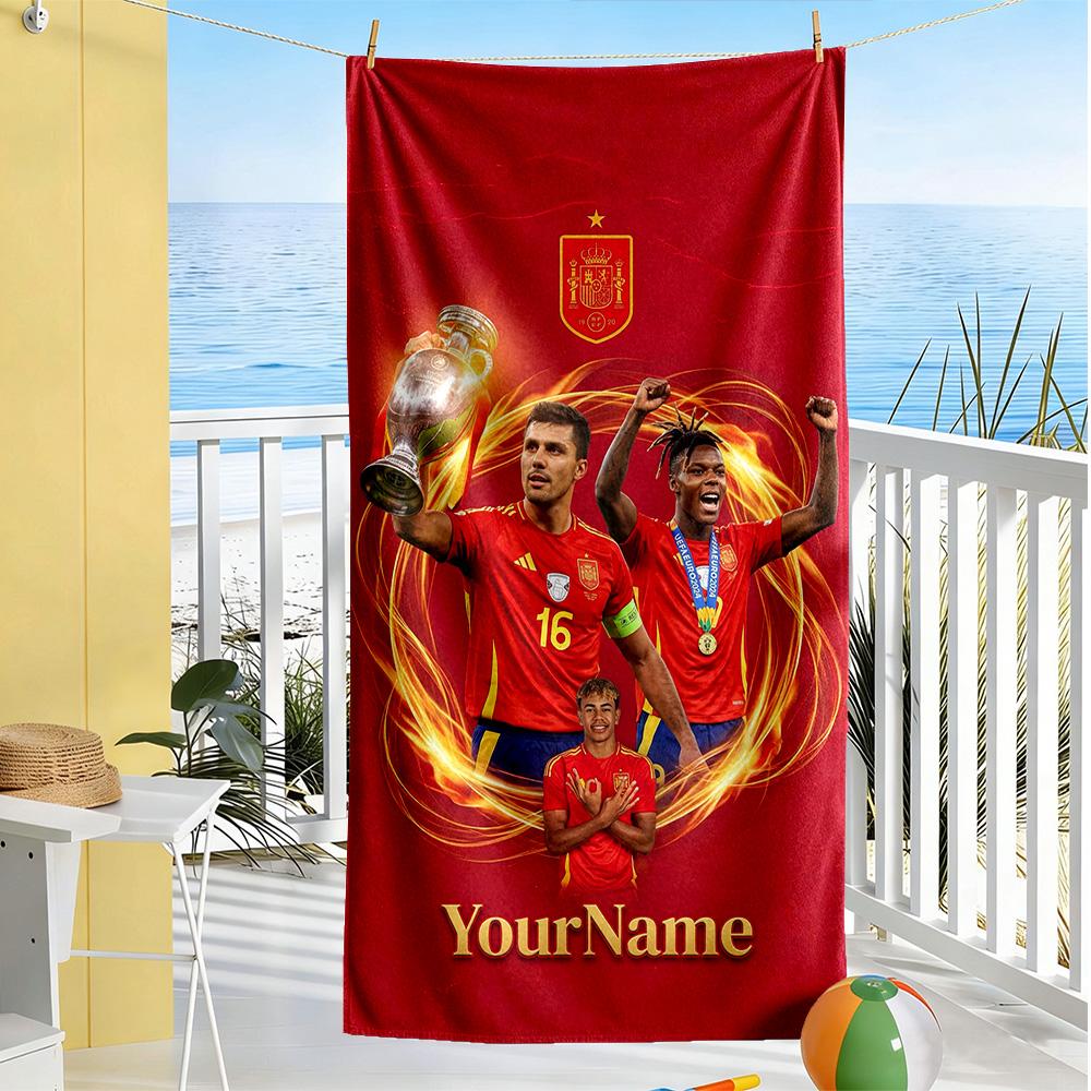 Lamine Yamal Personalized Text Beach Towel Super Soft & Absorbent Ideal for Travel Outdoor Swim Pool Yoga Surf Camping Hiking Gym Gift Holiday