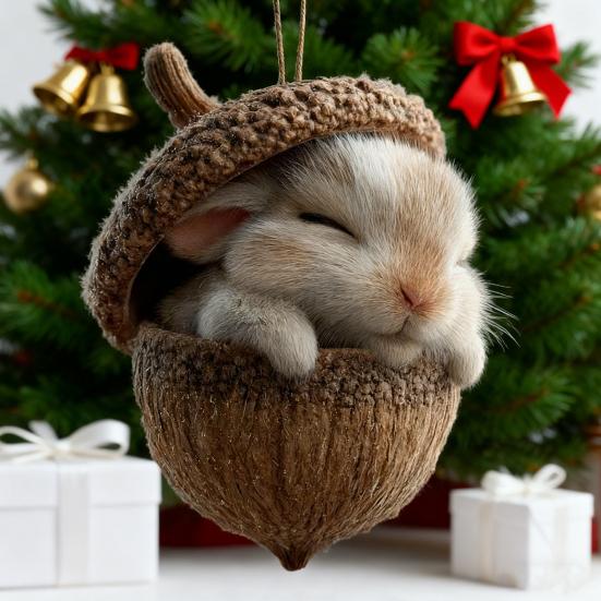 Forest Animal Acorn Ornaments Acrylic Pine Cone Animal Christmas Tree Decoration Rustic Nature-Themed Home Decor for Animal Lovers