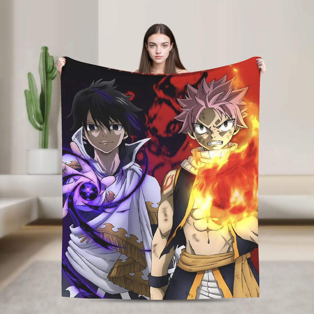 Фланелевые одеяла Fairy Tail Супермягкие пледы для спальни и гостиной, для путешествий, смешные покрывала, чехлы для дивана-кровати