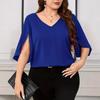 Летняя женская сексуальная свободная блузка с V-образным вырезом и рукавами лотоса большого размера