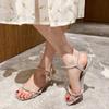 Сандалии женские лето 2024 новые женские корейские феи стиль мода крест стразы высокий каблук сандалии
