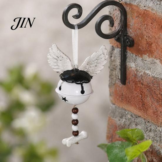 Durable Halloween Ornament Jingle Bell Ornament, Gothic Bull Skull/Angel Wings Hanging Decoration for Tree, Party Home Decor Seasonal