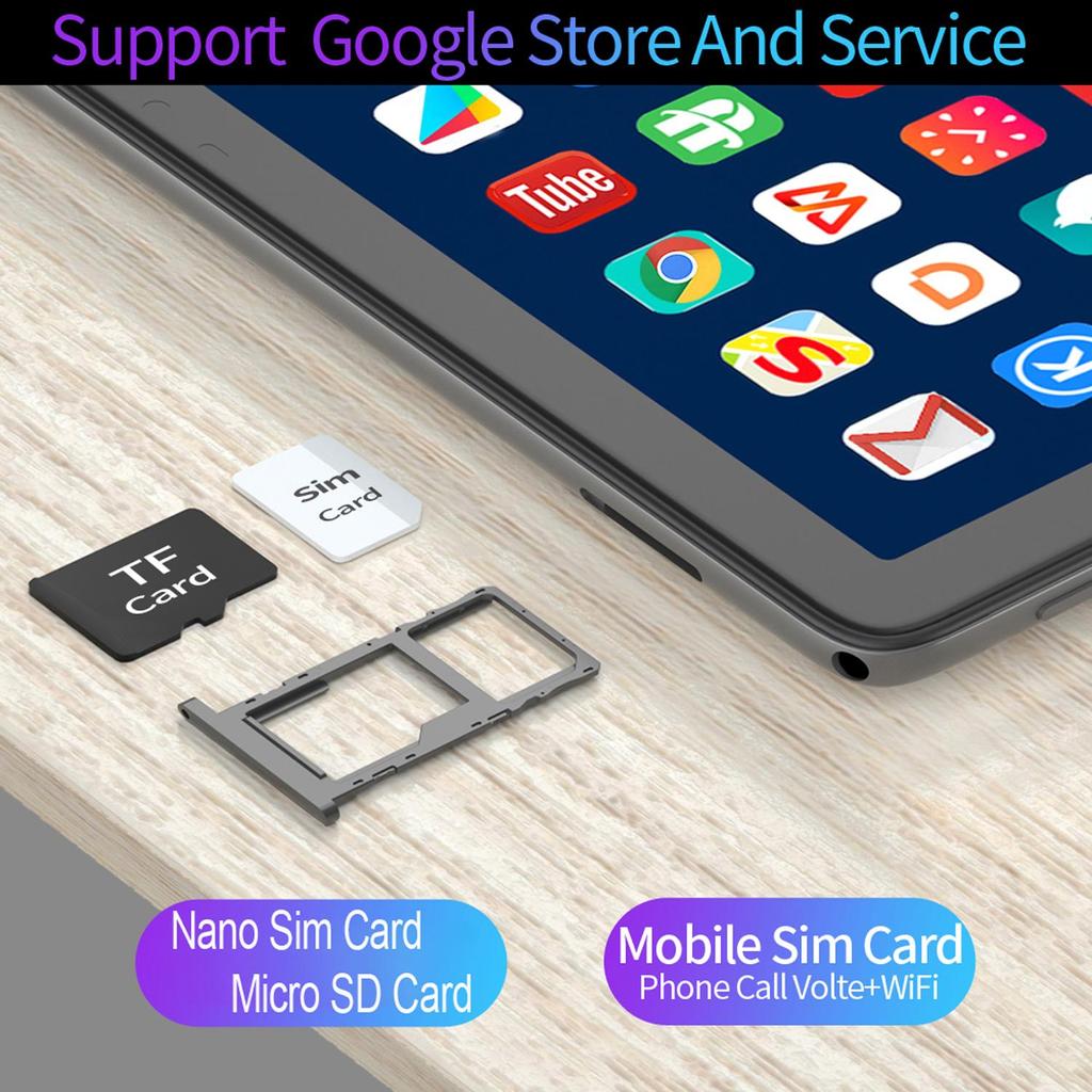 BDF 10,1-дюймовый планшетный ПК 4+64 ГБ 3G / 4G Lte Звонки Фаблет Android 11 WiFi Bluetooth 3G 4G SIM-карта с чехлом