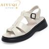Fashion AIYUQI Women Sandals Summer 2025 New Genuine Leather Wedge Women Sandals Open Toe Roman Sandals Women
