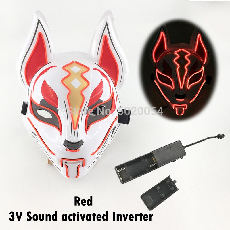 Glowing Halloween Party El Glowing Mask Japanese Anime Cosplay Led Costume Fox Mask