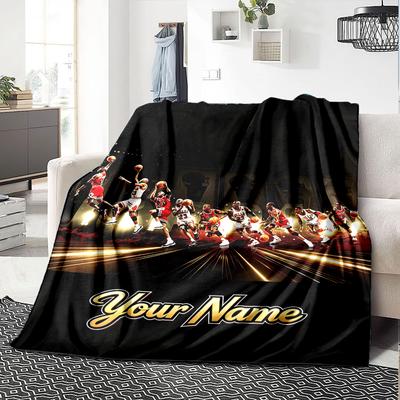 Name Custom Basketball Match Print Flannel Blanket High Quality Warm Comfortable Cover for All Seasons Perfect for Gifts Home Decor