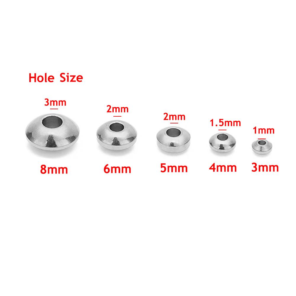 20pcs/lot 3mm 4mm 5mm 6mm 8mm Stainless Steel Round Flat Rondelle Spacer Beads DIY Charms Beads for Jewelry Making Findings