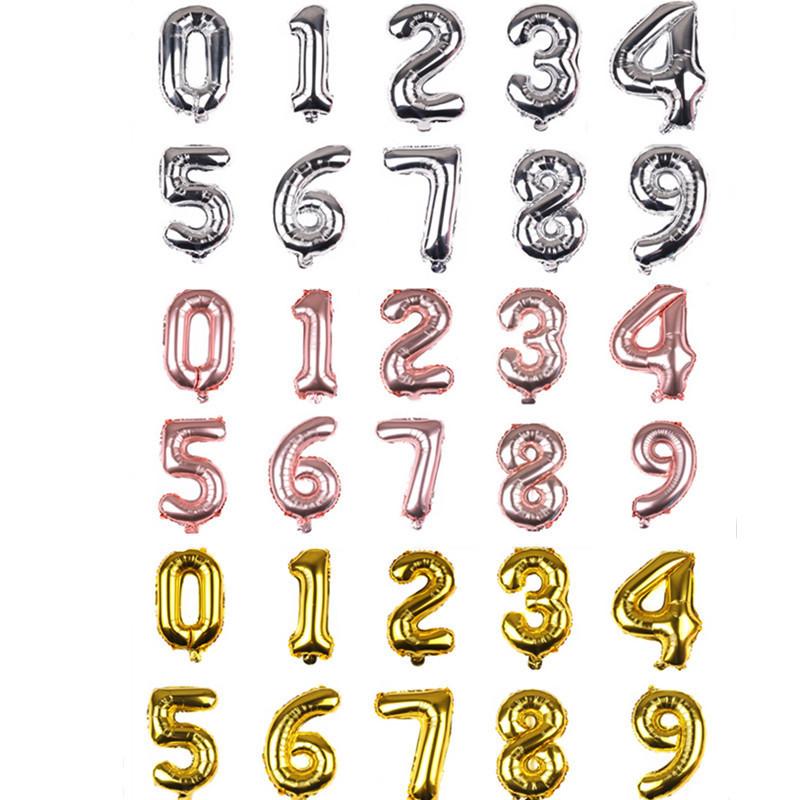16-Inch Us Version Of Thin Body Digital Birthday Party Decoration Props Decoration Aluminum Film Balloon Digital