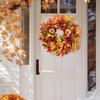 18 Inch Fall Wreath for Front Door Large Autumn Wreath with Artificial Pumpkins Sunflowers Maple Leaves for Thanksgiving Harvest