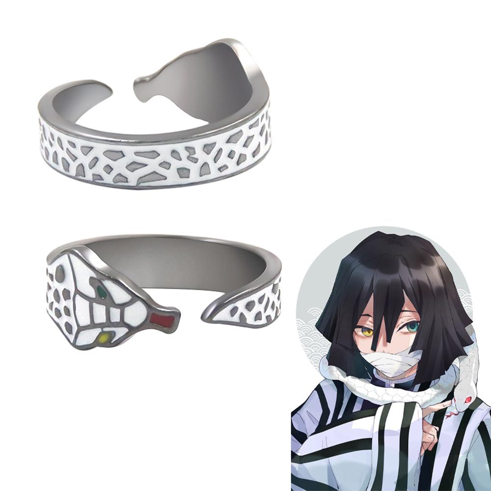 Anime Demon Slayer Ring Kimetsu No Yaiba Kamado Tanjirou Inspired Adjustable Ring For Fans Cosplay Props Jewelry Gift