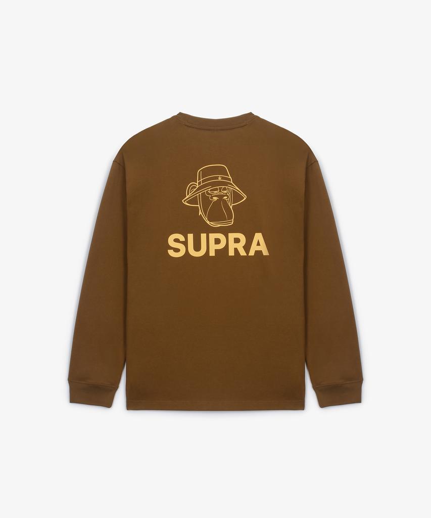 SUPRA Футболка с длинным рукавом и большим принтом на спине (бежевый)