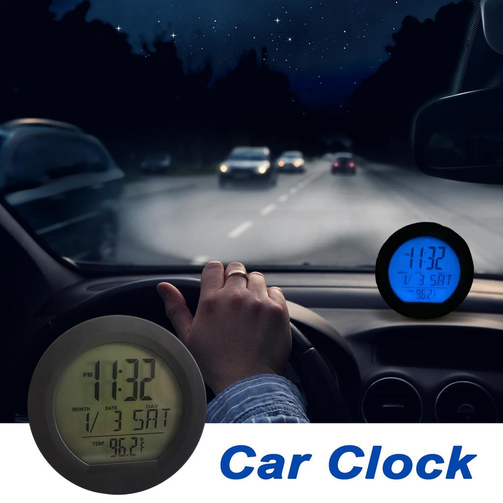 Car Digital Clock Solar Powered Clock Date Week Clock Car Interior Backlit Clock With Temperature Display Car Interior Accessory