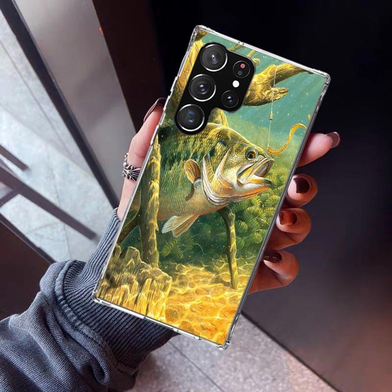 Carp Fish Fishing Rod Hook Phone Case For Samsung Galaxy S26 S25 Edge S24 S23 Ultra S22 Plus S21 S20 FE Soft TPU Back Cover Fund