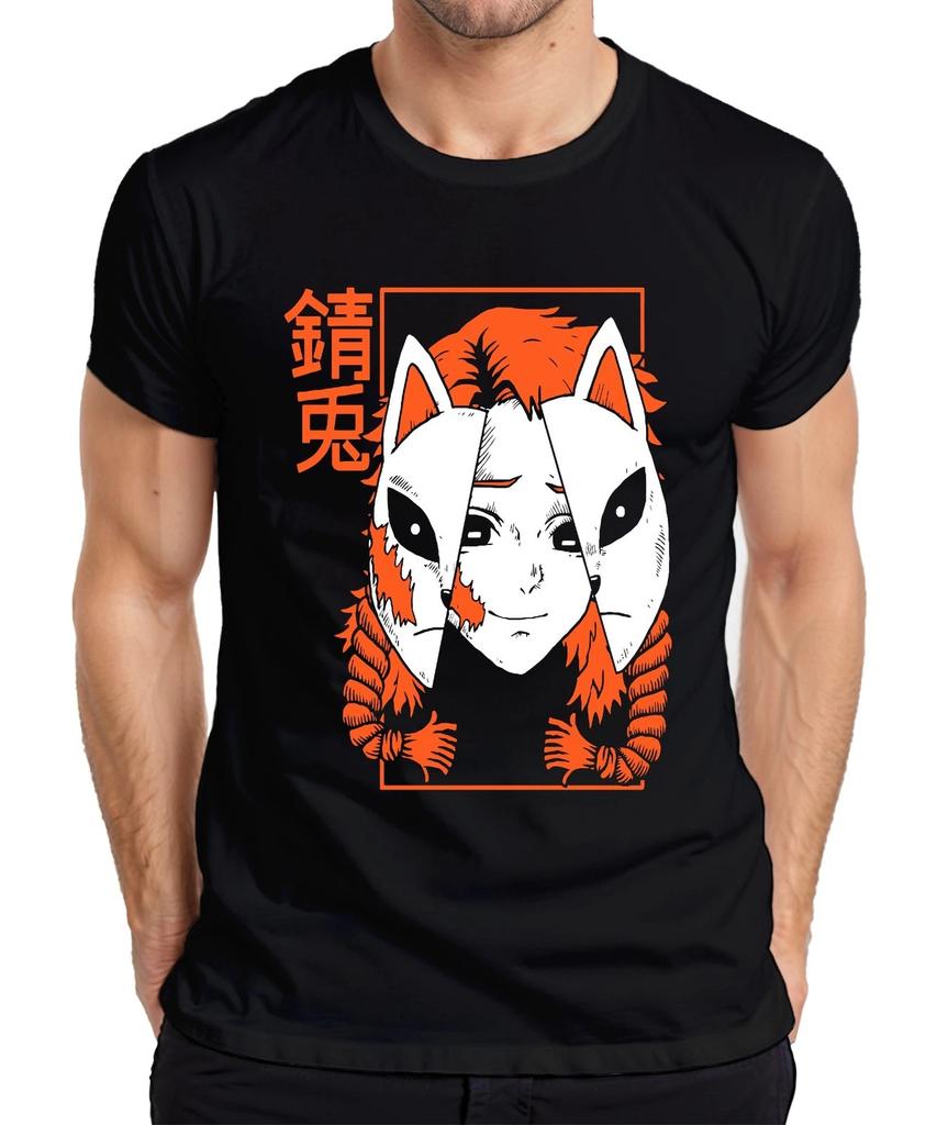 Kitsune Maske Anime Fuchsmasken Cosplay Otaku Geschenk düster Herren T-Shirt