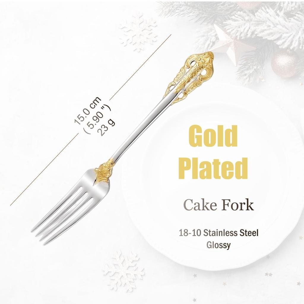 Набор столовых приборов из нержавеющей стали серебристого цвета, винтажные столовые приборы, ручки с полостью, столовое серебро для свадьбы, барокко, 18/10, глянцевое золото