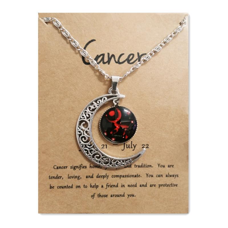 Новое европейское и американское светящееся ожерелье с двенадцатью знаками зодиака, винтажный кулон в виде луны, короткое ожерелье