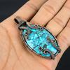 Tibetan Turquoise Pendant, 999 Copper Wire Wrapped Gemstone Jewelry, Handmade Pendant, For Thanksgiving